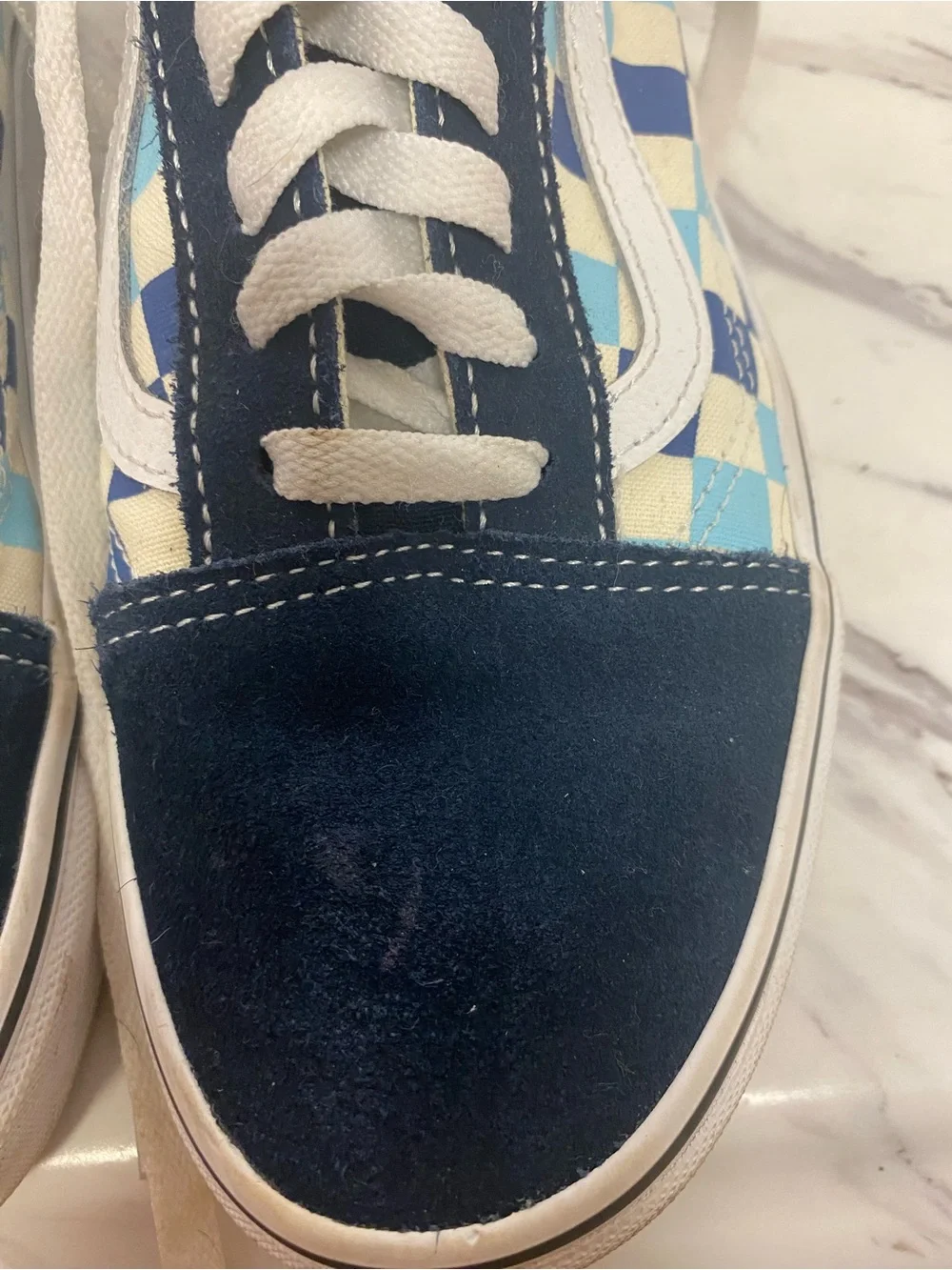 Vans Checkerboard Low Top Sneakers in Navy, Light Blue, White